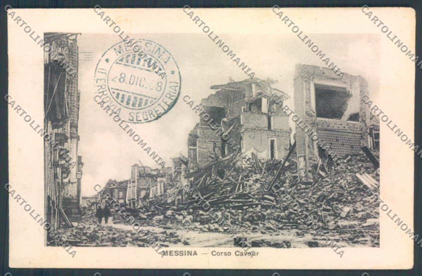 Messina Terremoto Città Poste SCOLLATA IN PARTE cartolina ZB9905 – fronte