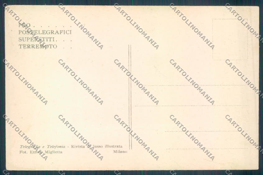 Messina Terremoto Città Poste SCOLLATA IN PARTE cartolina ZB9905 – retro