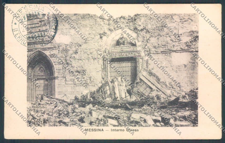 Messina Terremoto Città Poste SCOLLATA IN PARTE cartolina ZB9906 – fronte