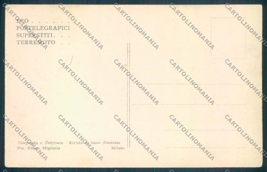 Messina Terremoto Città Poste SCOLLATA IN PARTE cartolina ZB9906 – retro