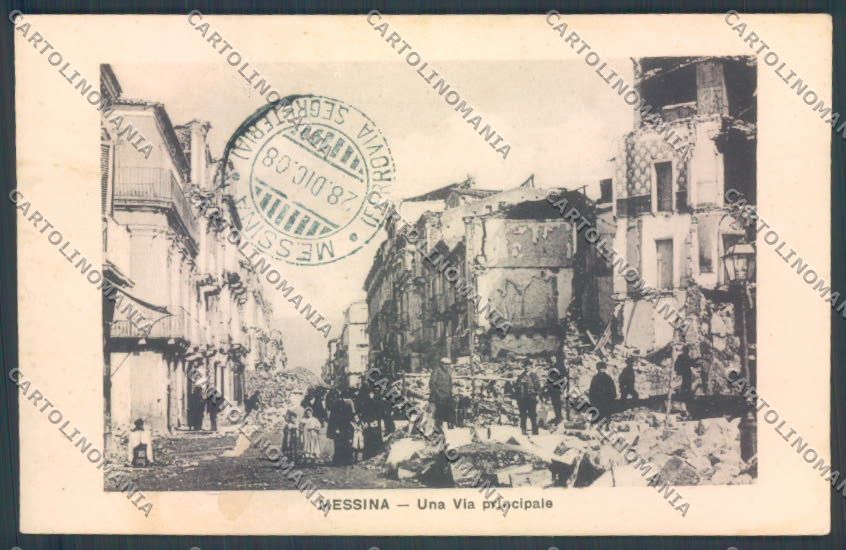 Messina Terremoto Città Poste SCOLLATA IN PARTE cartolina ZB9907 – fronte