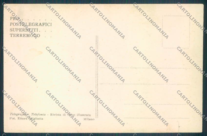 Messina Terremoto Città Poste SCOLLATA IN PARTE cartolina ZB9907 – retro