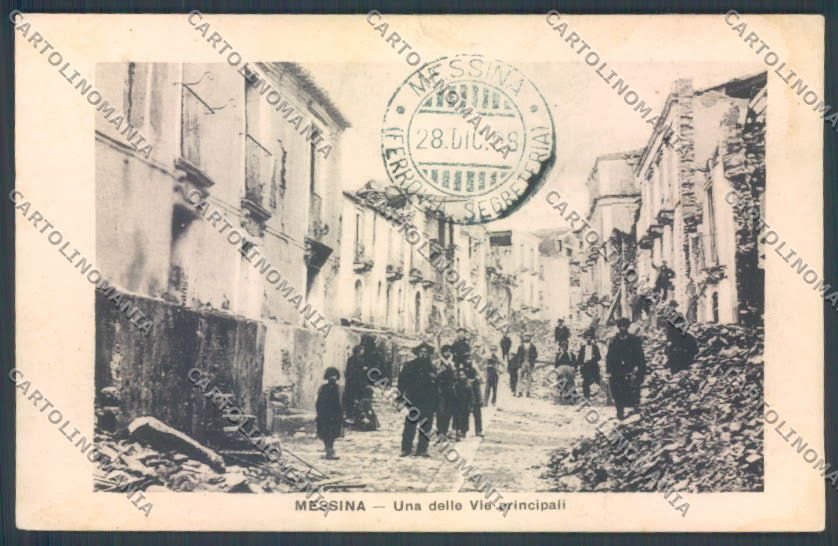 Messina Terremoto Città Poste SCOLLATA IN PARTE cartolina ZB9908 – fronte