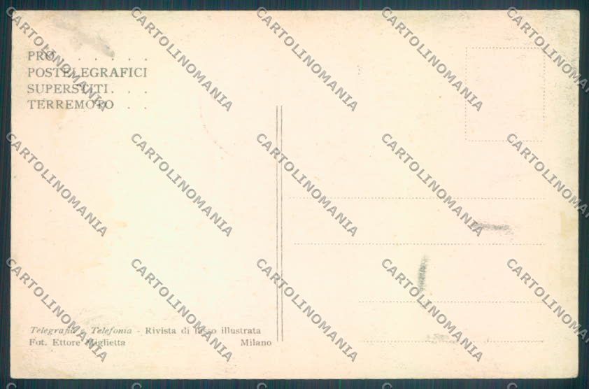 Messina Terremoto Città Poste SCOLLATA IN PARTE cartolina ZB9908 – retro