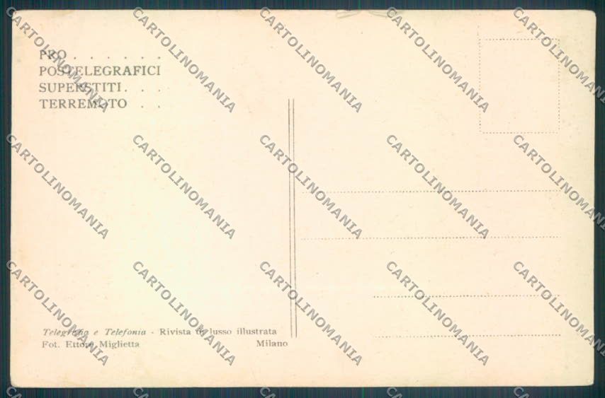 Messina Terremoto Città Poste SCOLLATA IN PARTE cartolina ZB9909 – retro