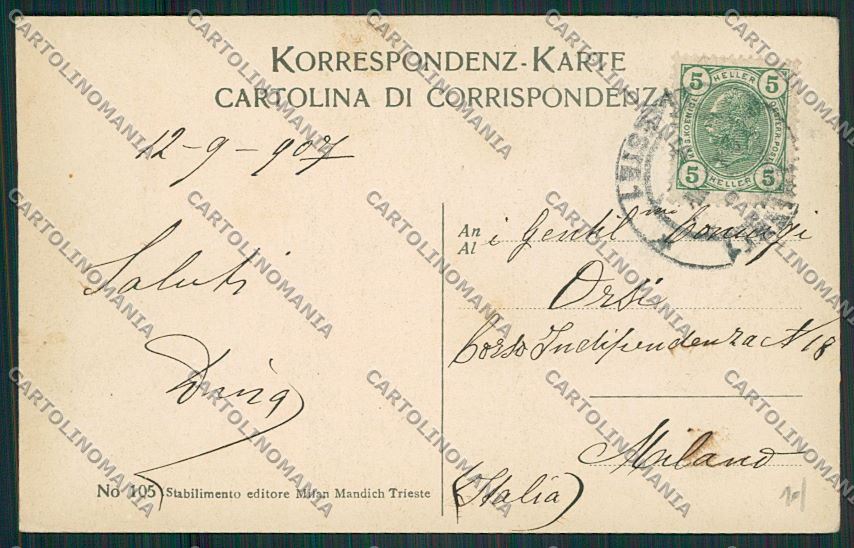 Trieste Barcola cartolina ZC0059 – retro