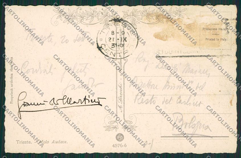 Trieste Città MACCHIA cartolina ZC0182 – retro