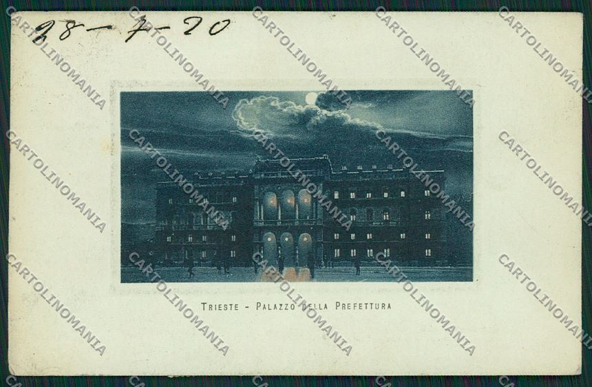 Trieste Città Palazzo della Prefettura Chiaro di Luna cartolina ZC0276 – fronte