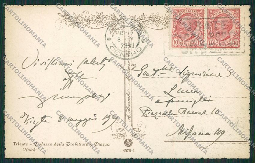 Trieste Città Palazzo della Prefettura cartolina ZC0279 – retro