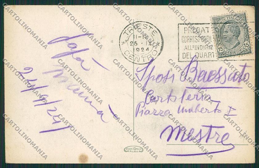 Trieste Città Palazzo della Prefettura cartolina ZC0281 – retro