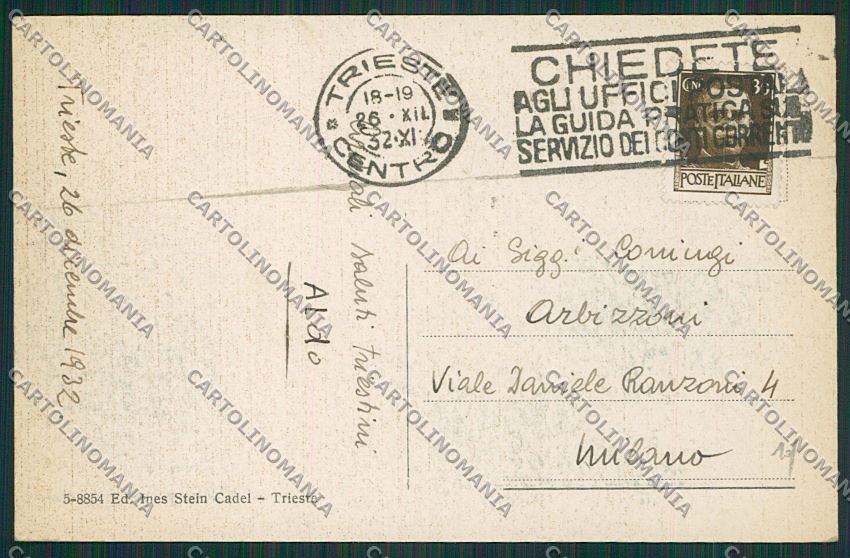 Trieste Barcola cartolina ZC0313 – retro