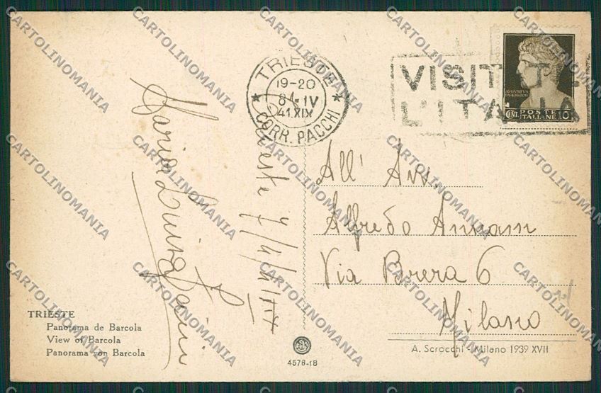 Trieste Barcola cartolina ZC0318 – retro