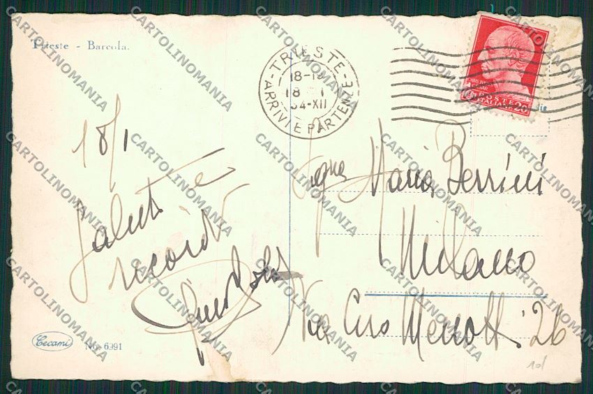 Trieste Barcola cartolina ZC0319 – retro