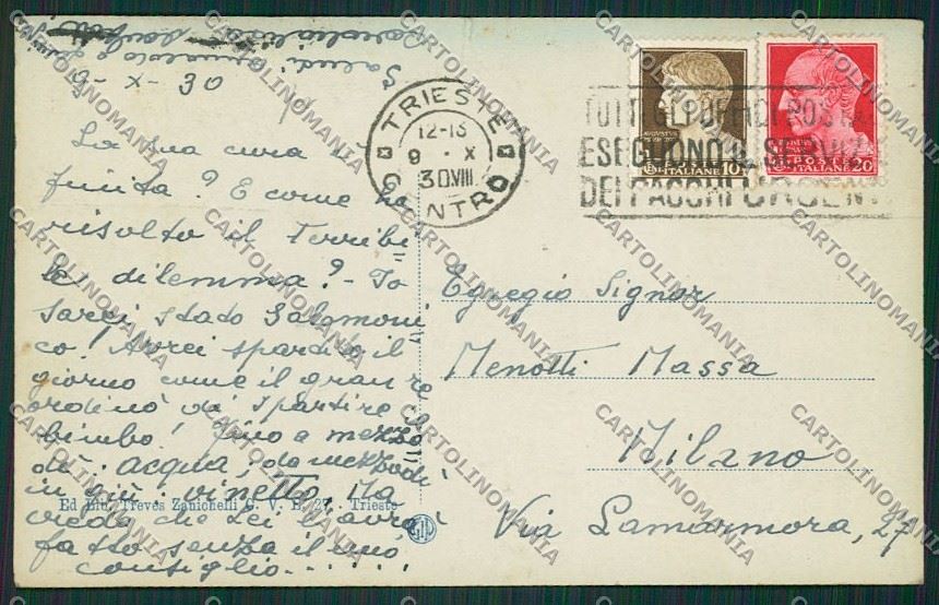 Trieste Città Lanterna Foto STRAPPINO cartolina ZC0508 – retro