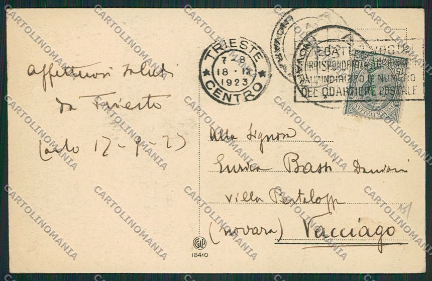 Trieste Città Monumento Domenico Rossetti cartolina ZC0601 – retro