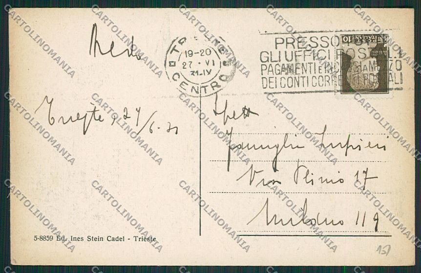Trieste Città Palazzo di Giustizia cartolina ZC0662 – retro