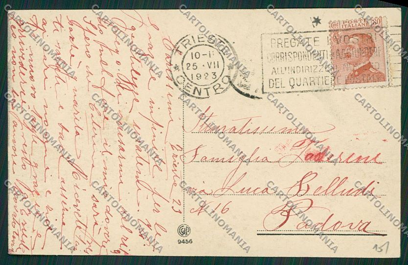 Trieste Città SCOLLATA MACCHIE cartolina ZC0762 – retro