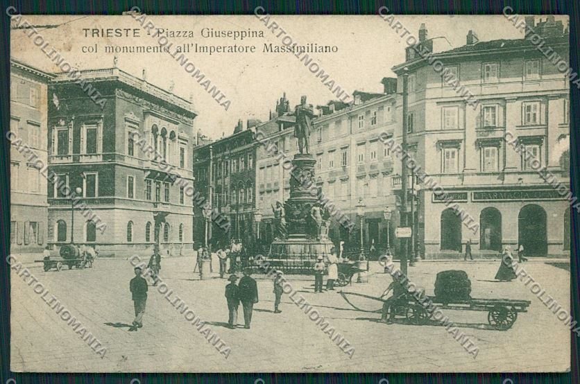 Trieste Città Monumento Imperatore Massimiliano Farmacia cartolina ZC0875 – fronte