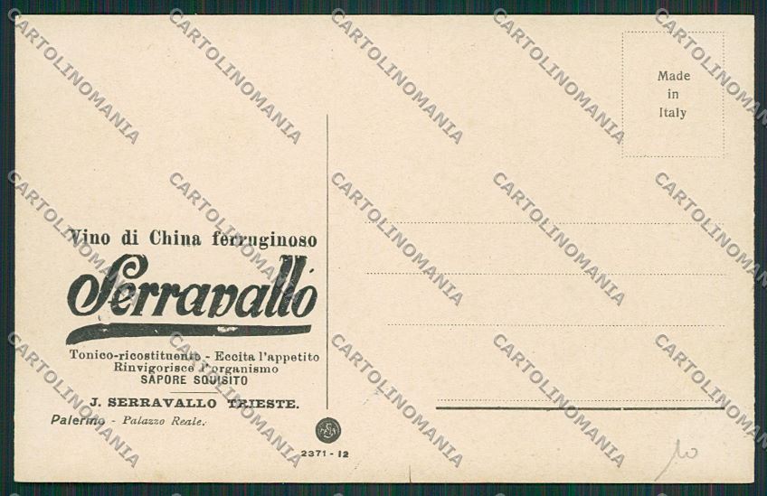 Trieste Vino China Ferruginoso Serravallo Pubblicitaria Palermo cartolina ZC0959 – retro