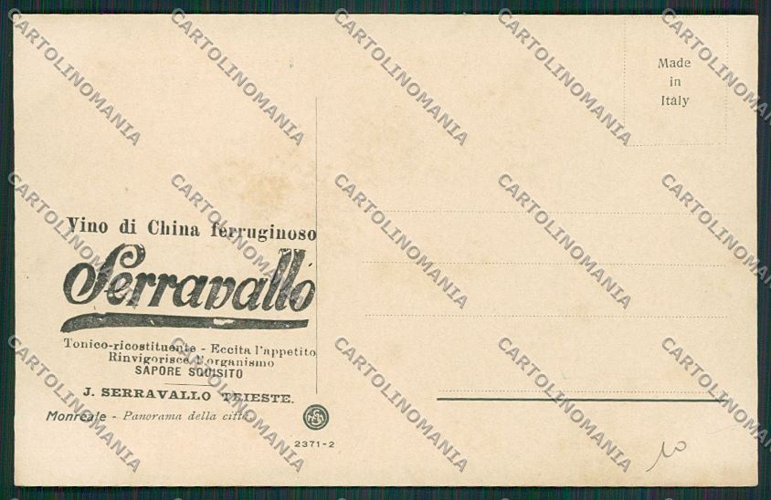 Trieste China Ferruginoso Serravallo Pubblicitaria Monreale cartolina ZC0971 – retro