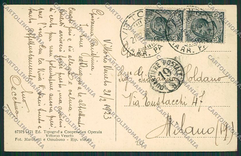 Treviso Vittorio Veneto cartolina ZC1647 – retro