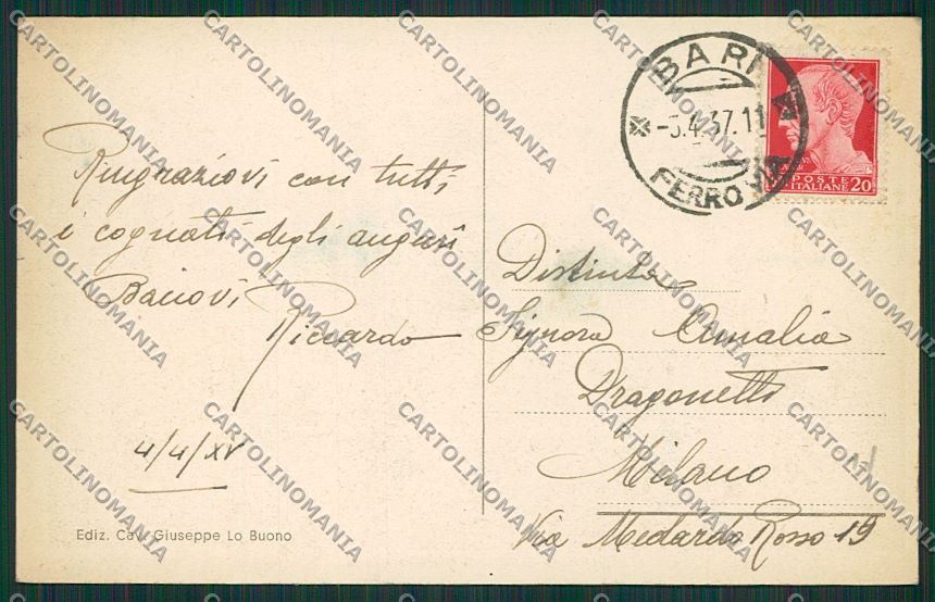 Bari Città Cippo Imperatore Traiano cartolina ZC1832 – retro