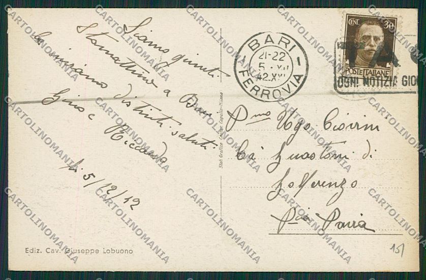 Bari Città cartolina ZC1863 – retro