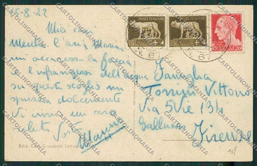 Bari Città Palazzo Poste e Telegrafi cartolina ZC1950 – retro