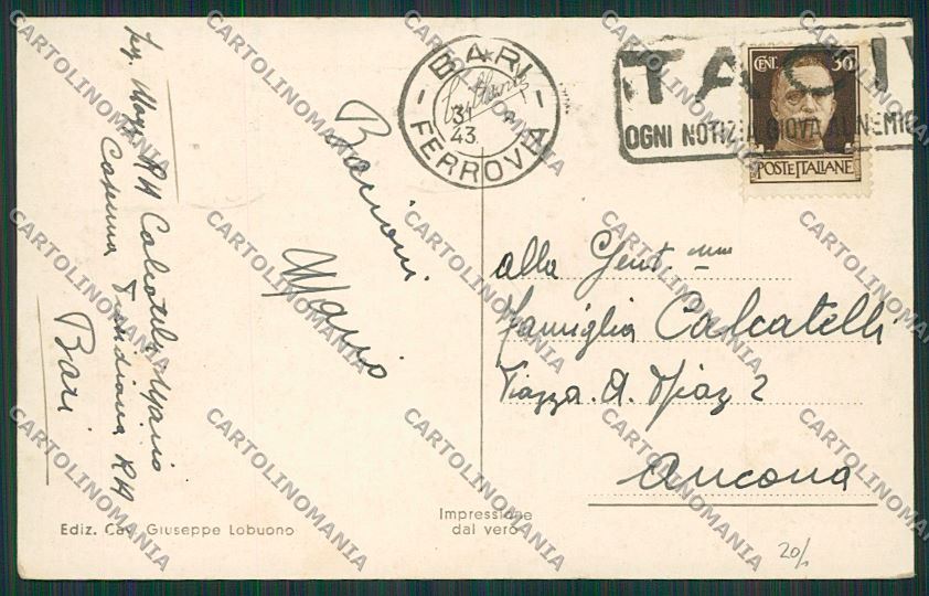 Bari Città PIEGHINE Foto cartolina ZC2124 – retro