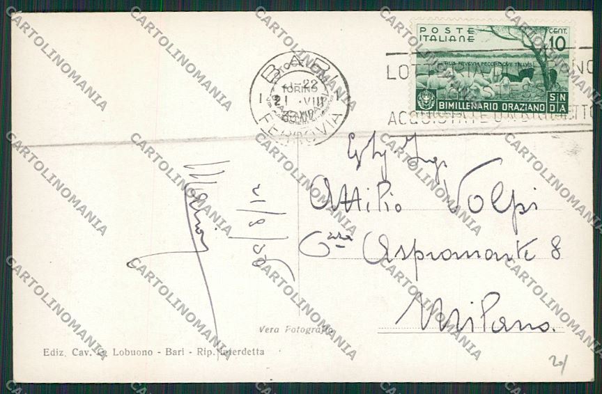 Bari Città Università Adriatica Benito Mussolini Foto cartolina ZC2128 – retro