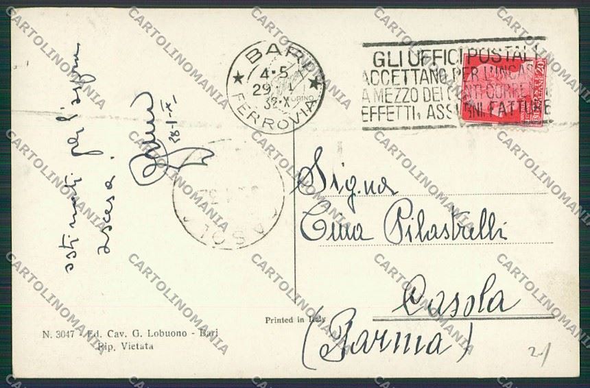 Bari Città Foto cartolina ZC2129 – retro