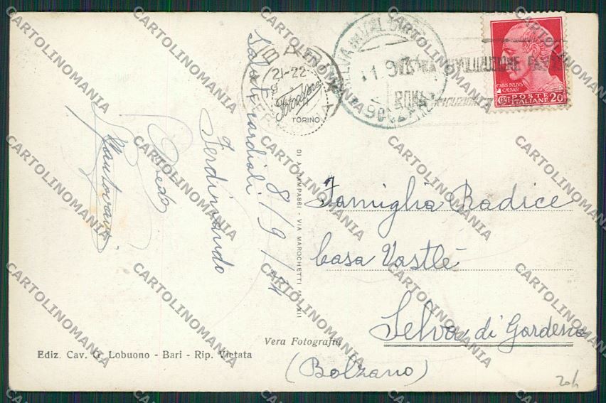 Bari Città Foto cartolina ZC2135 – retro