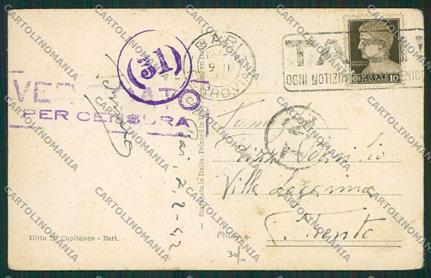 Bari Città Caserma della Milizia cartolina ZC2205 – retro