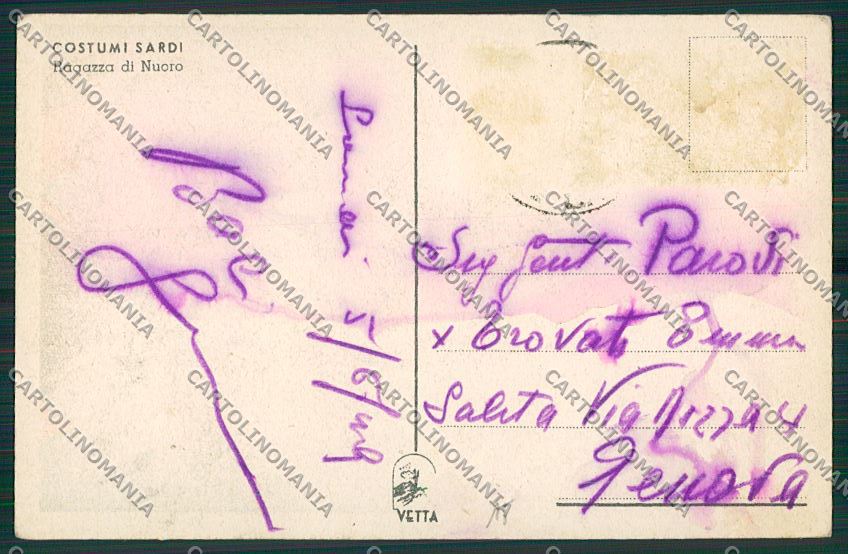 Nuoro Città Costumi Sardi cartolina ZC2371 – retro