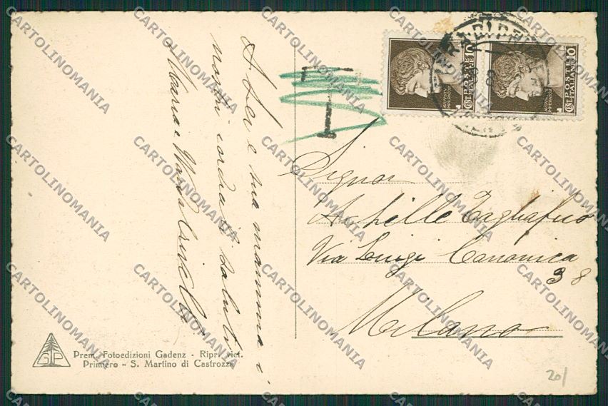 Trento San Martino di Castrozza cartolina ZC2483 – retro