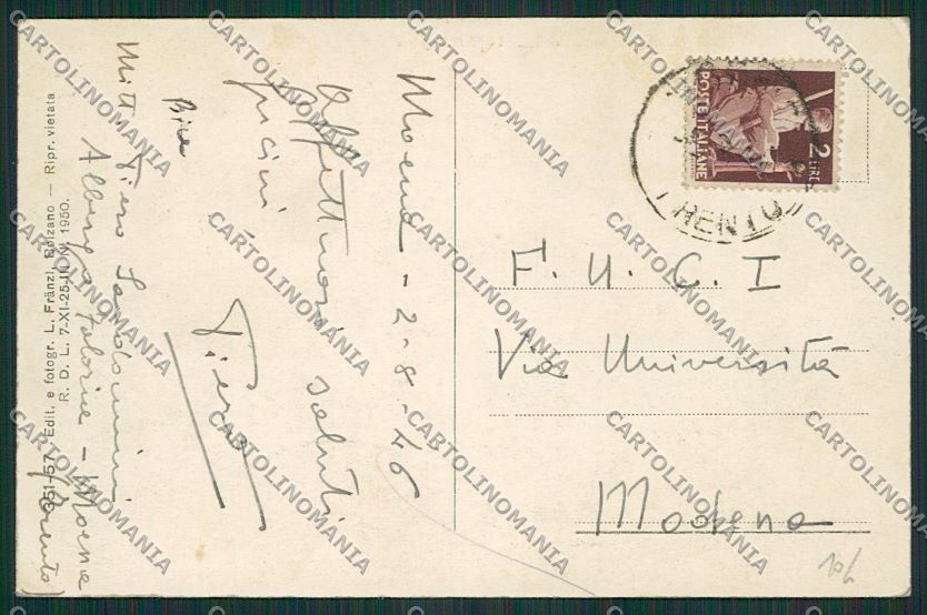 Trento Moena di Fiemme cartolina ZC2492 – retro