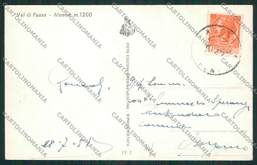 Trento Moena di Fiemme Foto cartolina ZC2509 – retro