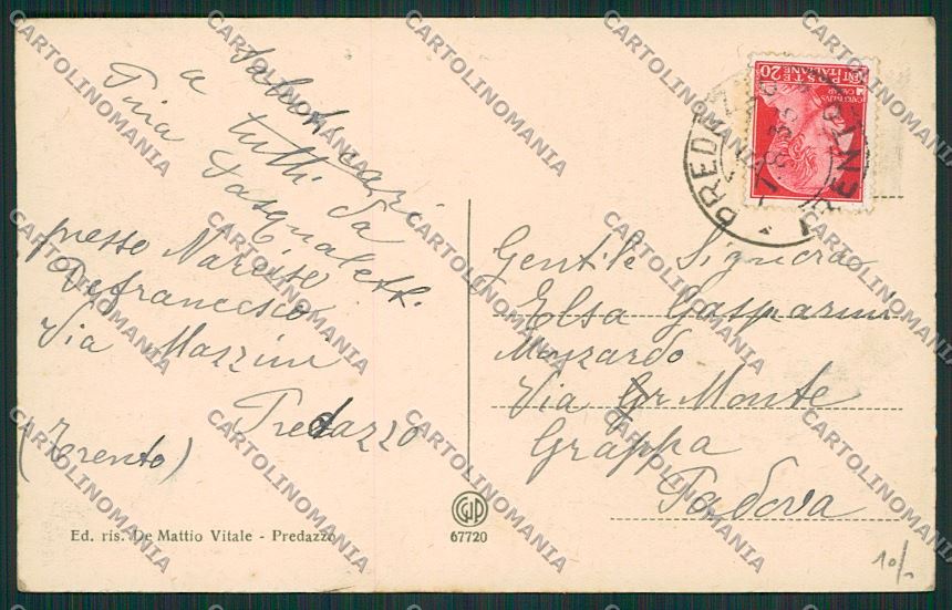 Trento Predazzo cartolina ZC2592 – retro
