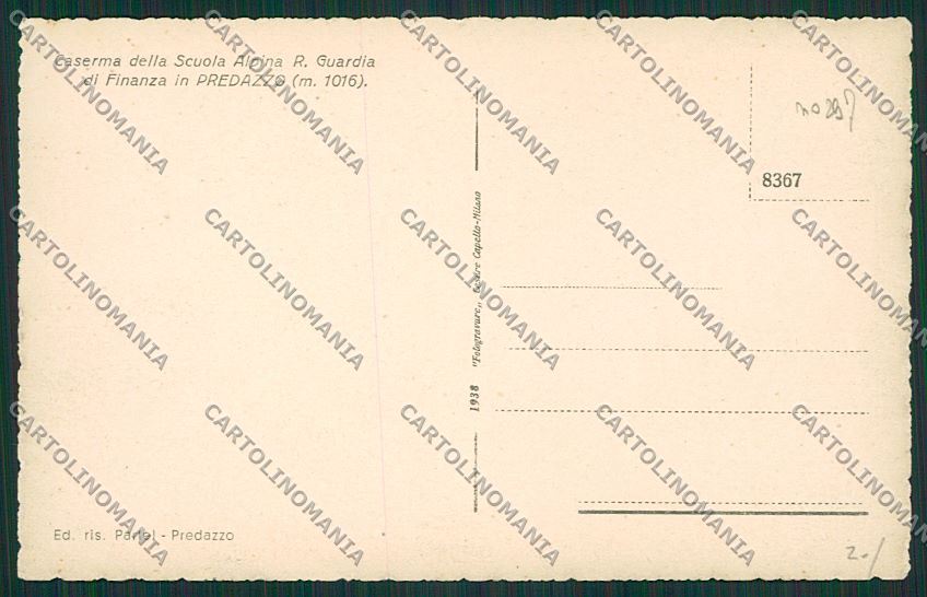 Trento Predazzo Caserma GDF Giovanni Macchi cartolina ZC2615 – retro