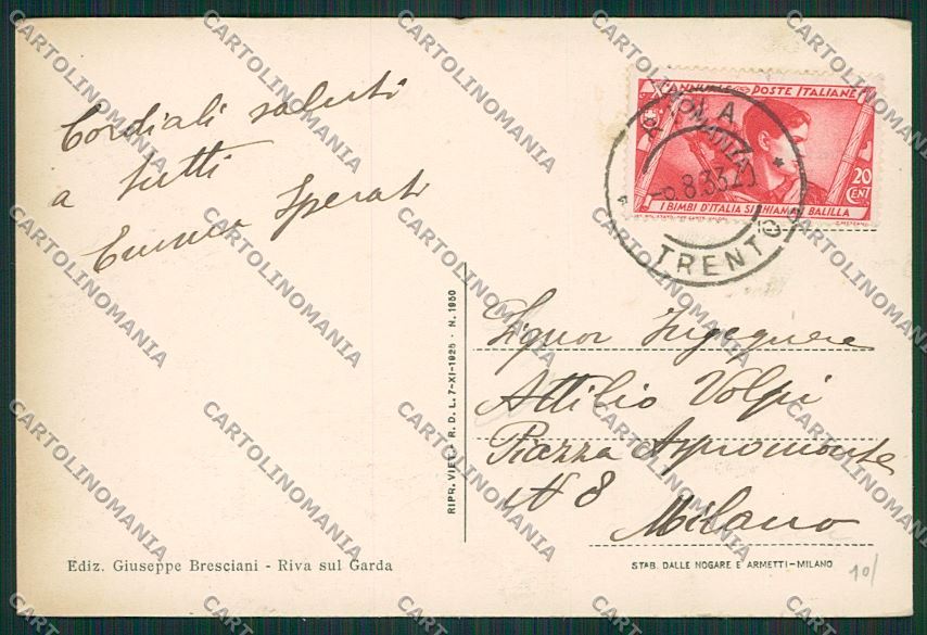 Trento Torbole cartolina ZC2636 – retro