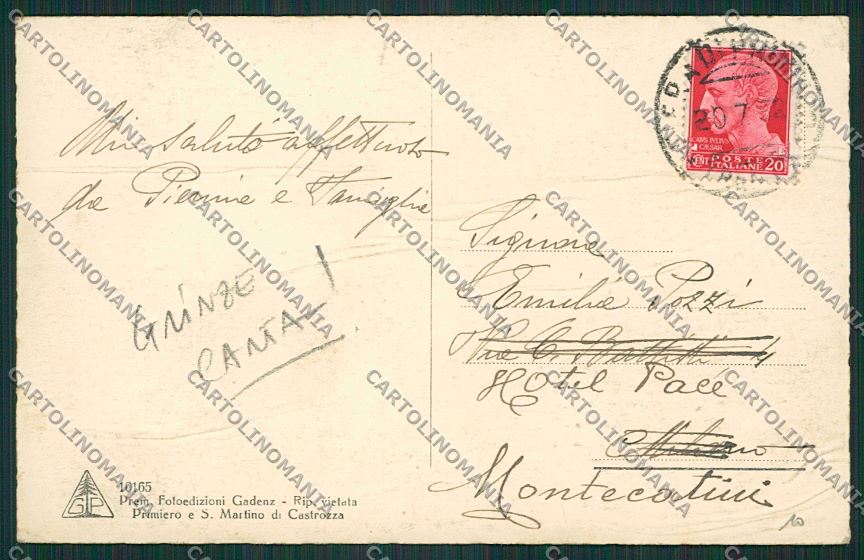 Trento Fiera di Primiero GRINZE CARTA cartolina ZC2710 – retro
