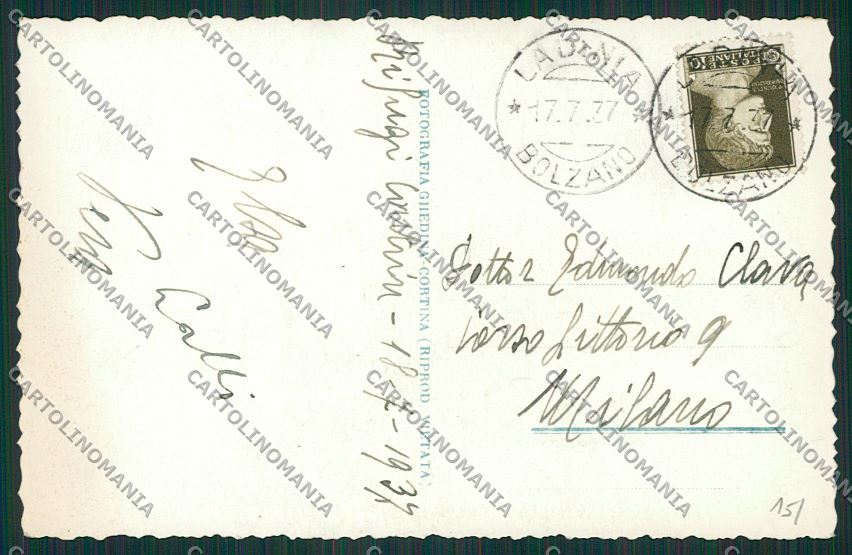 Trento Massiccio della Marmolada Rifugio Contrin Foto cartolina ZC2741 – retro