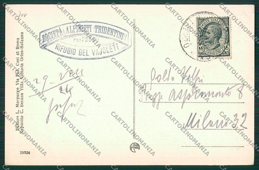 Trento Vigo di Fassa Rifugio Vajolet cartolina ZC2754 – retro