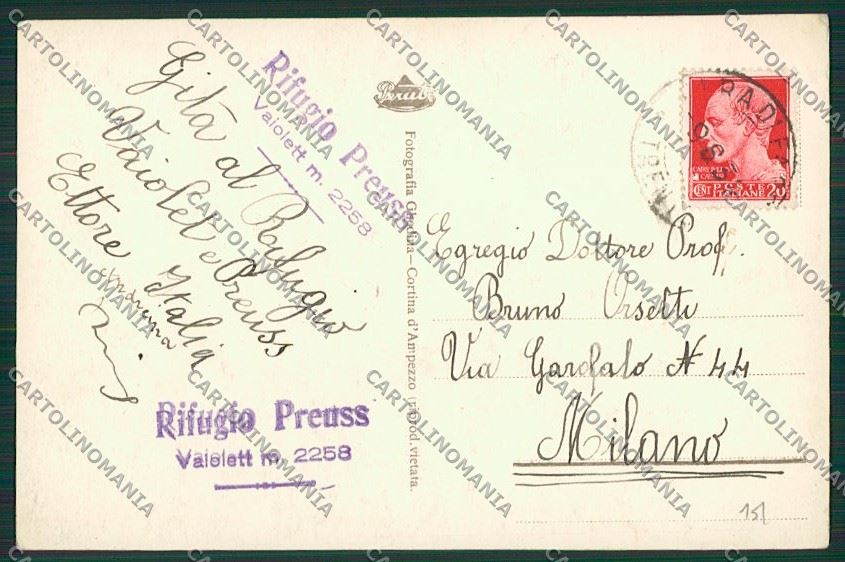 Trento Vigo di Fassa Rifugio Vajolet Foto cartolina ZC2773 – retro