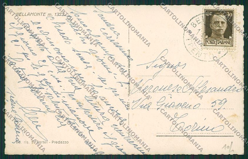Trento Bellamonte cartolina ZC2824 – retro