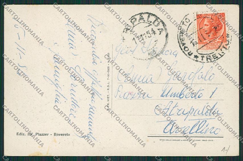 Trento Rovereto cartolina ZC2854 – retro