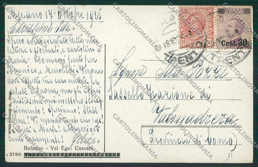 Bolzano Val Ega cartolina ZC2882 – retro
