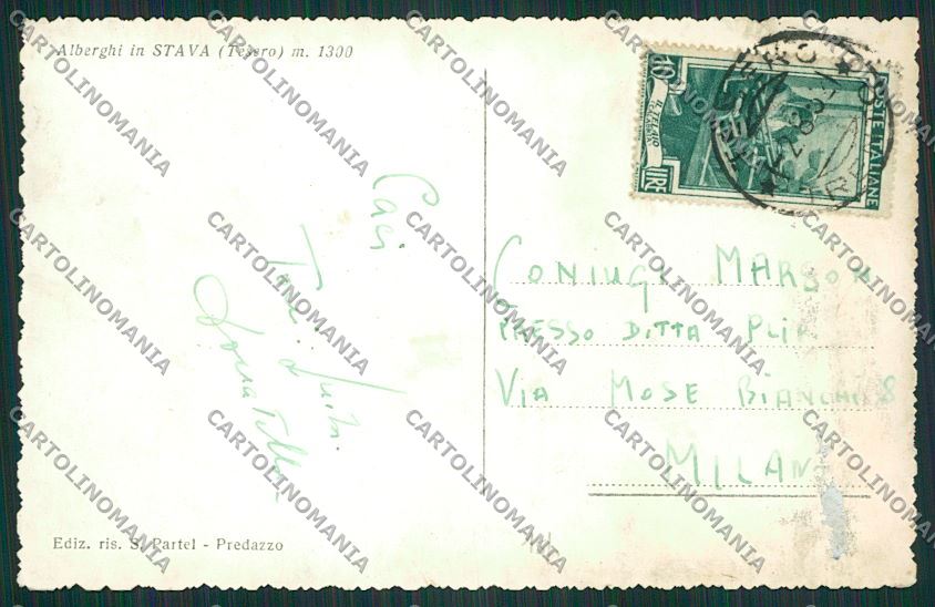Trento Stava Foto cartolina ZC2931 – retro