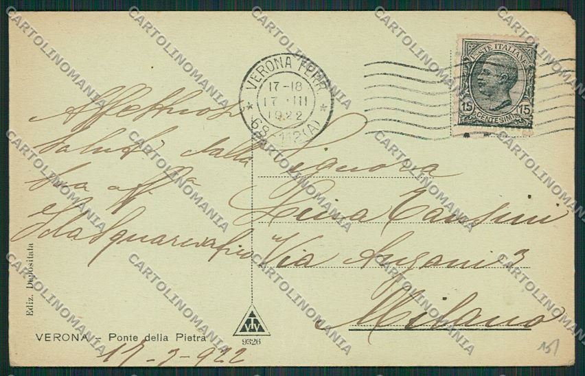 Verona Città ABRASA Chiaro di Luna cartolina ZC3280 – retro