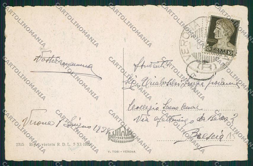 Verona Città cartolina ZC3331 – retro